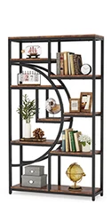Large Etagere Triple Wide Bookshelf Open Display Shelves Geometric Tall Bookcase with Sturdy Metal Frame for decor Bedroom Home