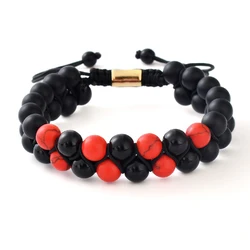 F469 Handmade western jewelry red turquoise sets   braided rope  agate power stone woven bracelet