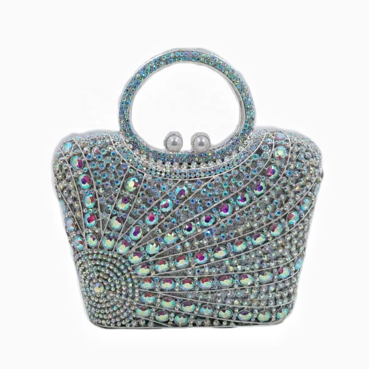 Amiqi MRY117 2024 diamond ladies purse handbags women bags rhinestone crystal bag handle metal bucket cage clutch evening bag
