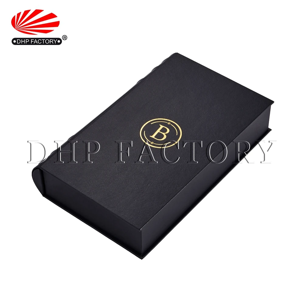 black paper flip top luxury book shape magnetic closure gift box