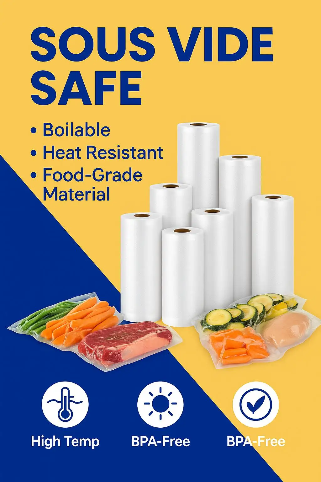 Custom Printed Microwaveable PE Vacuum Sealer Bags Heat Seal Handle Odor Proof for Sous Vide Food Storage Flour Fertilizer Feed - detail 3