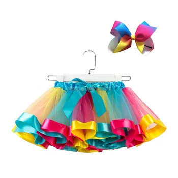 2020 Hot Kids Lovely Handmade Colorful Petticoat Tutu Skirt Girls Rainbow Tulle Tutu Pettiskirt Dance Bubble Skirt