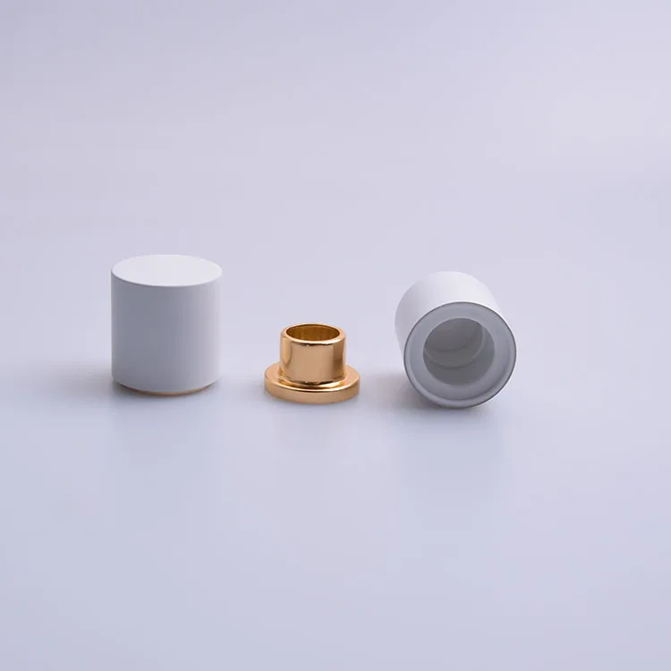 35g White Magnetic Perfume Cap with Gold Magnetic Step Collar for FEA 15mm Bottles