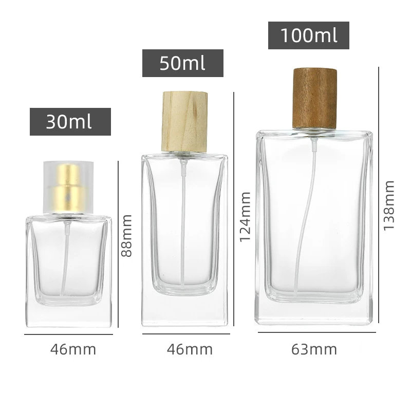 custom Label Transparent 30ml 50ml 100ml Perfume Bottles Glass Bulk China With Pump Spray Cap