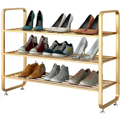 Household 3-tier golden iron shoe holder modern metal shoe rack vertical shoe display rack zapatero