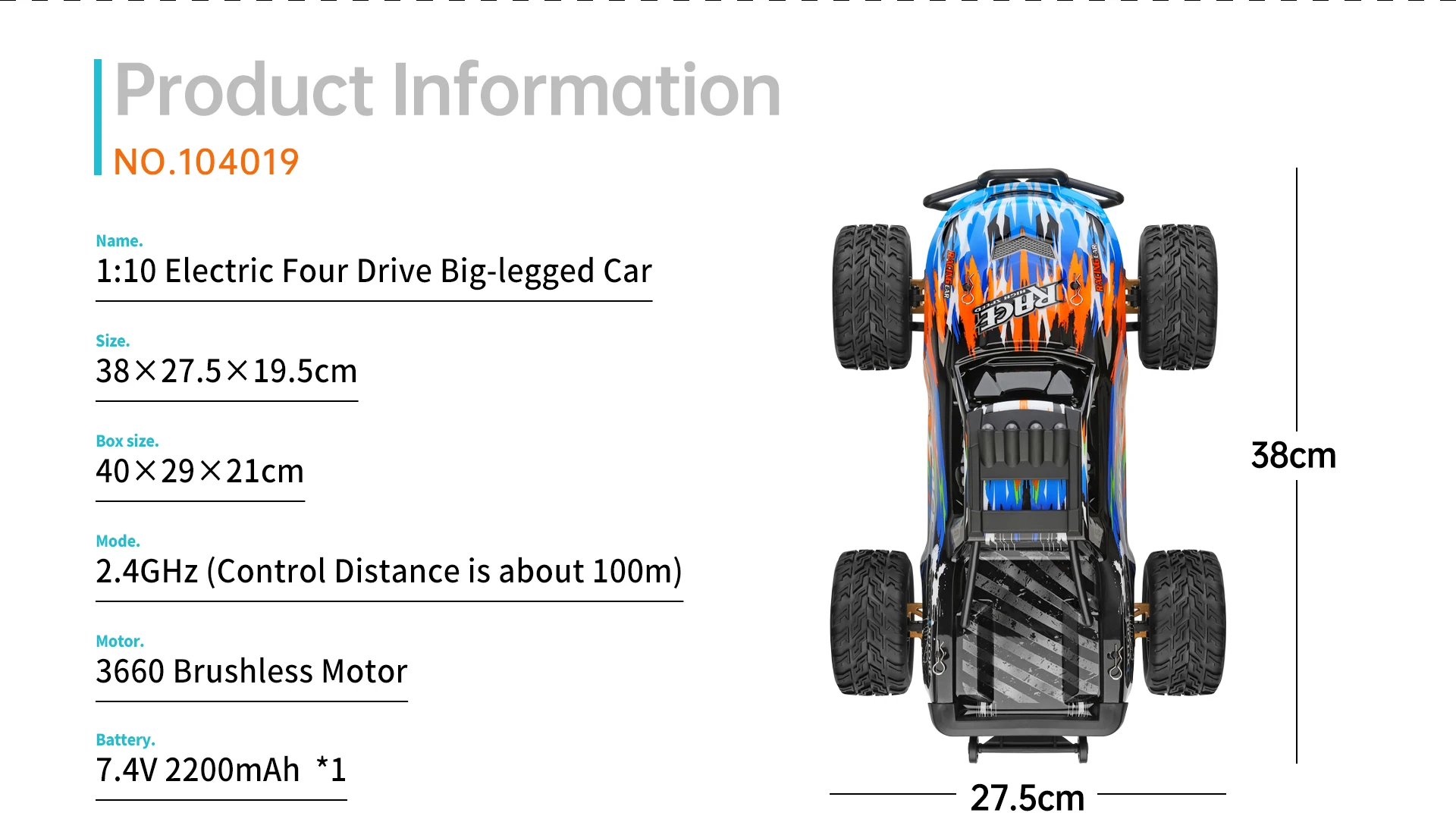 HOSHI WLtoys 104019 RC Car 1/10 RC Cars for Adults with High Speed 2.4G 4WD 55KM/H High Brushless RC Car Toys Christmas Gifts