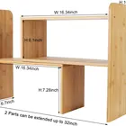 Bamboo Desktop Shelf Adjustable Countertop Bookcase Office Supplies Desk Organizer And Accessories Display Rack