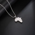 Jewelry Custom Men Jewelry Silver Plated CZ Diamond Africa Map Stainless Steel Pendant Necklace