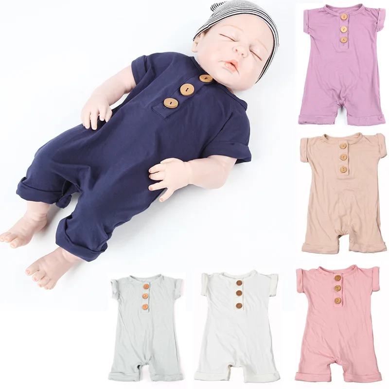 Soft  Infant Boutique Clothes Kids Baby Wear Pajamas Short Sleeve Jumpsuits Baby Summer Rompers