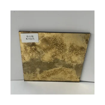 Golden Color Modern Float Glass Lighted Mirror for Wall Decoration