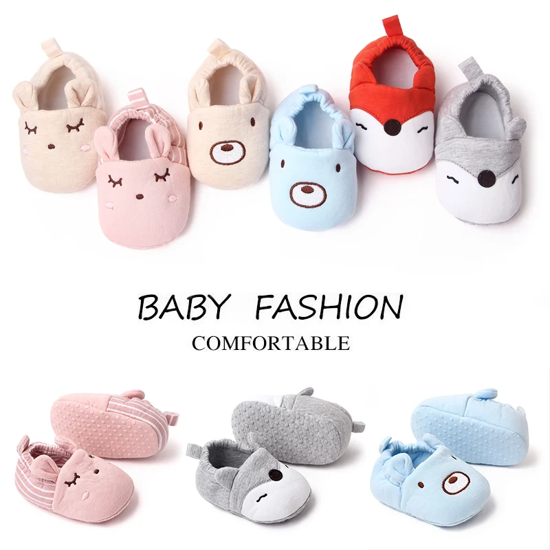 Fluffy Autumn and Winter Cute Cozy Cartoon Animal Cotton Soft-soled Baby Shoes for Girls and Boys supplier