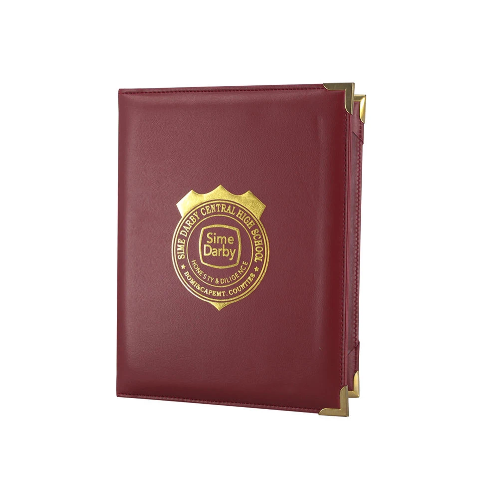 Wholesale PU Gold Stamping A4 Size Graduation Diploma Cover Certificate Folder with Metal Corner supplier