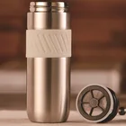 Coffee Portable French Press Coffee Maker In13OZ Double Wall Insulation Travel Mug With Leak Proof Lid