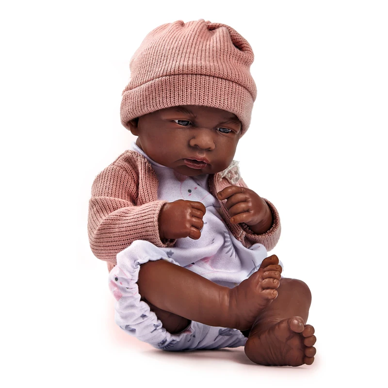 14 inch black full silicone reborn doll baby look like real baby
