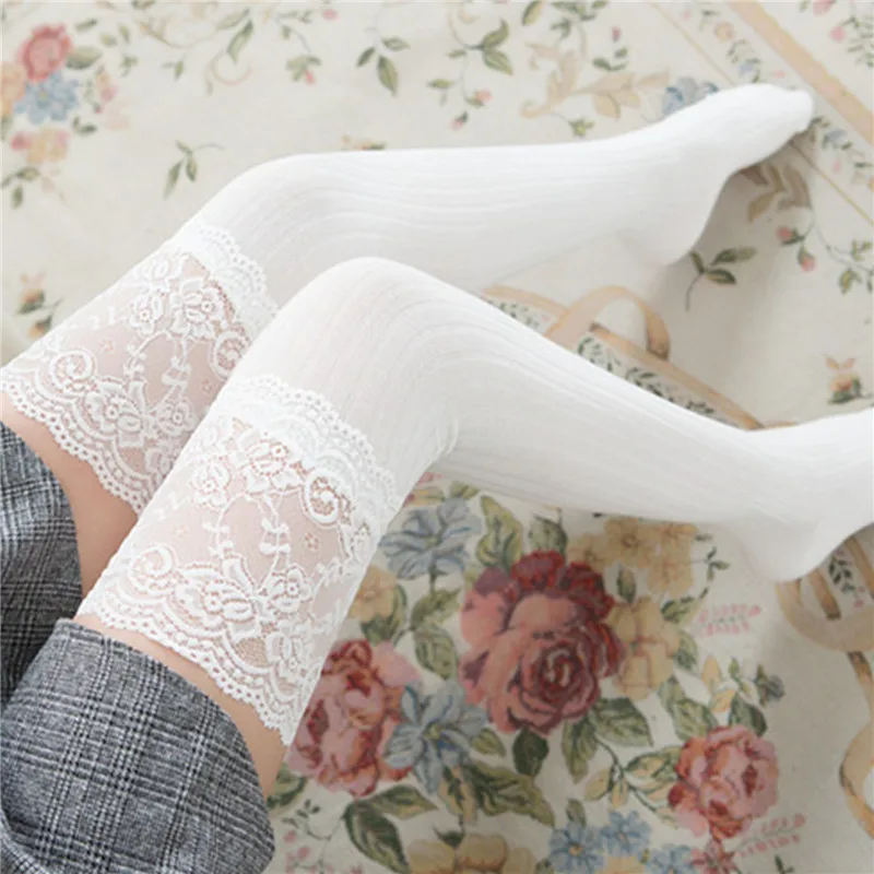 High quality Woman Lace Over the knee Knee High Socks /Sexy Lace Top Thigh High Stockings/Lace Fashion Long Stockings