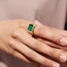 Gold Gemnel Men New Gold Jewelry 925 Sterling Silver Malachite Signet Rings