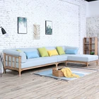 Nordic Oak Solid Wood Living Room Fabric Combination Corner Sofa