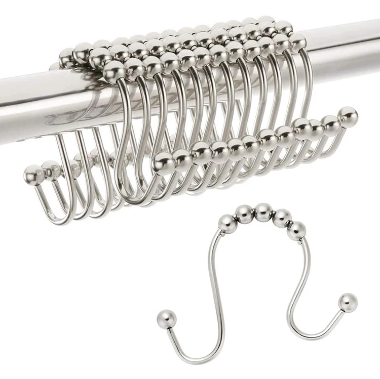 Shower Curtain Hooks Double Glide Rings Stainless Steel Set Of 12 Rust