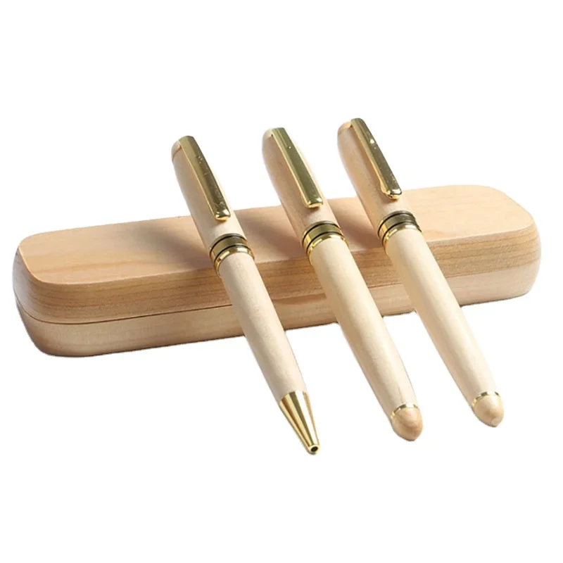 OEM Maple Wood Fountain Pen Metal-Cased with Gift Box Set for Writing Special Application