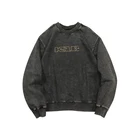 Men Men Direct Manufacturer Black Sweatshirt Long Length Acid Wash Fleece Crew Oversized Long Sleeve Sweatshirt For Men