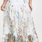 Cotton Skirt Cotton Stylish Casual Women Clothing Floral Print Split Button Lace Summer Ruffles Cotton Long Women Skirt