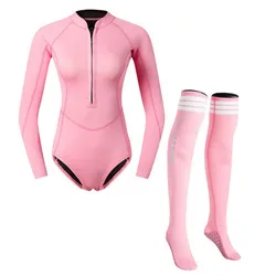2mm one-piece diving suit women's long-sleeved full-body sunscreen swimsuit long pants model surfing snorkeling jellyfish suit