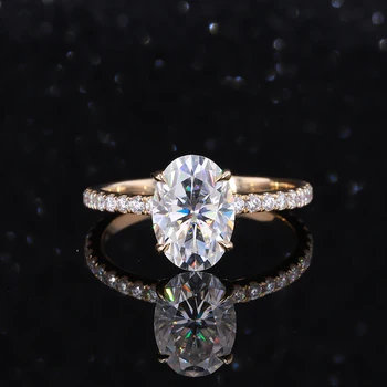 High Quality Oval Moissanite Jewelry Women 10k Yellow Price 1 Carat Diamond Ring