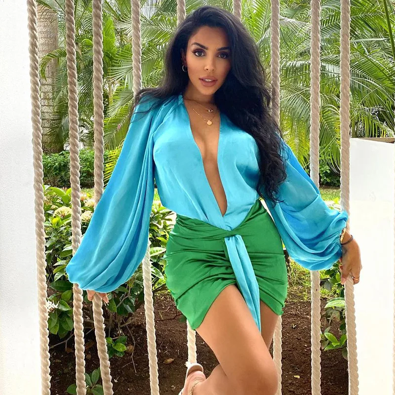 Casual Oversized Silk Two Piece Skirt Set Long Sleeve V Neck Loose T-shirt  Stacked Mini Skirt Two Piece Set - Buy Women Dress Dresses Women Lady  Elegant Women Clothing Dress Maxi Dresses