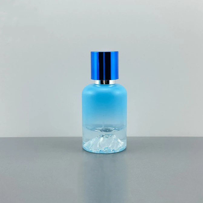 product 30ml 50ml 100ml iceberg thick bottom perfume bottle cylinder blue volcanic bottle bottom empty bottle with uv blue cap-28