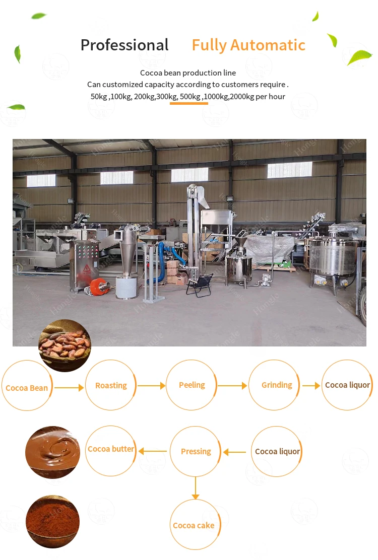 High Efficiency Cacao Bean Powder Production Making Machine Line Price Butter Cocoa Processing Plant details