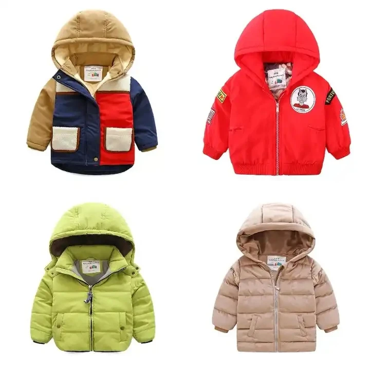 Happy Cherry Baby Kids Hooded Winter Coat Puffer Down Jacket Windproof Fleece Lined