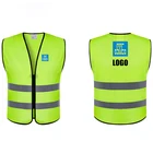 Vest Pocket Lightweight Workwear Zipper Blue Custom Logo Breathable Yellow Mesh Safety Reflective Vest With Pocket