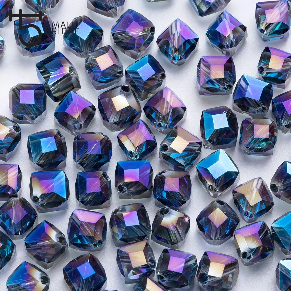 product 10mm austria diagonal hole cube square beads for bracelet making women diy accessories blue glass crystal beads wholesale-33