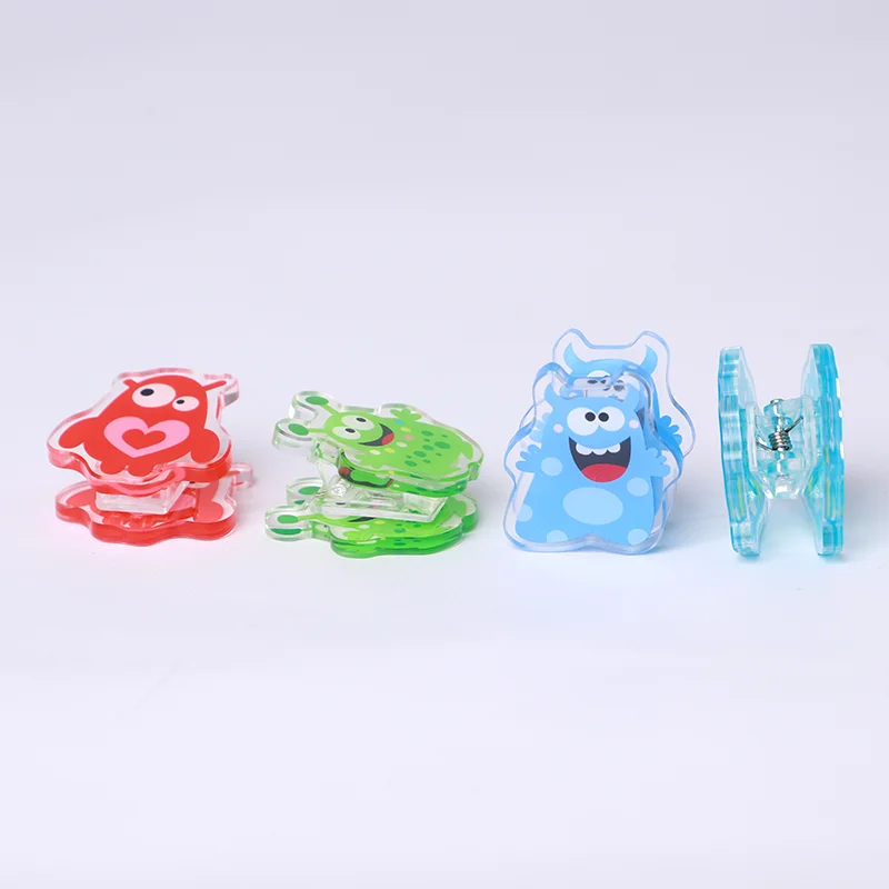 Transparent Hologram Acrylic PP Clips Multi-Purpose Cute Cartoon Anime Design for Home Office UV Printed Plastic Clips details