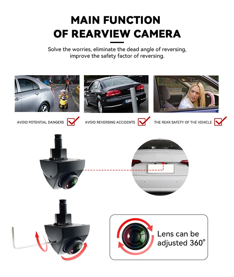 WEMAER Car Reverse Camera Night Vision AHD 1080P/720P Parking Assistance Universal Rear View Waterproof Cameras factory