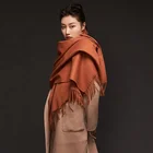 100% 32 Solid Color Moisture Proof Tassels Long Large 100% Wool Shawl Fine Wool Scarf For Women