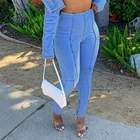 Jeans Denim Genuine Special Price Casual Broken-Hole Light Blue Plain Dyed Zipper Ladies Jeans Denim