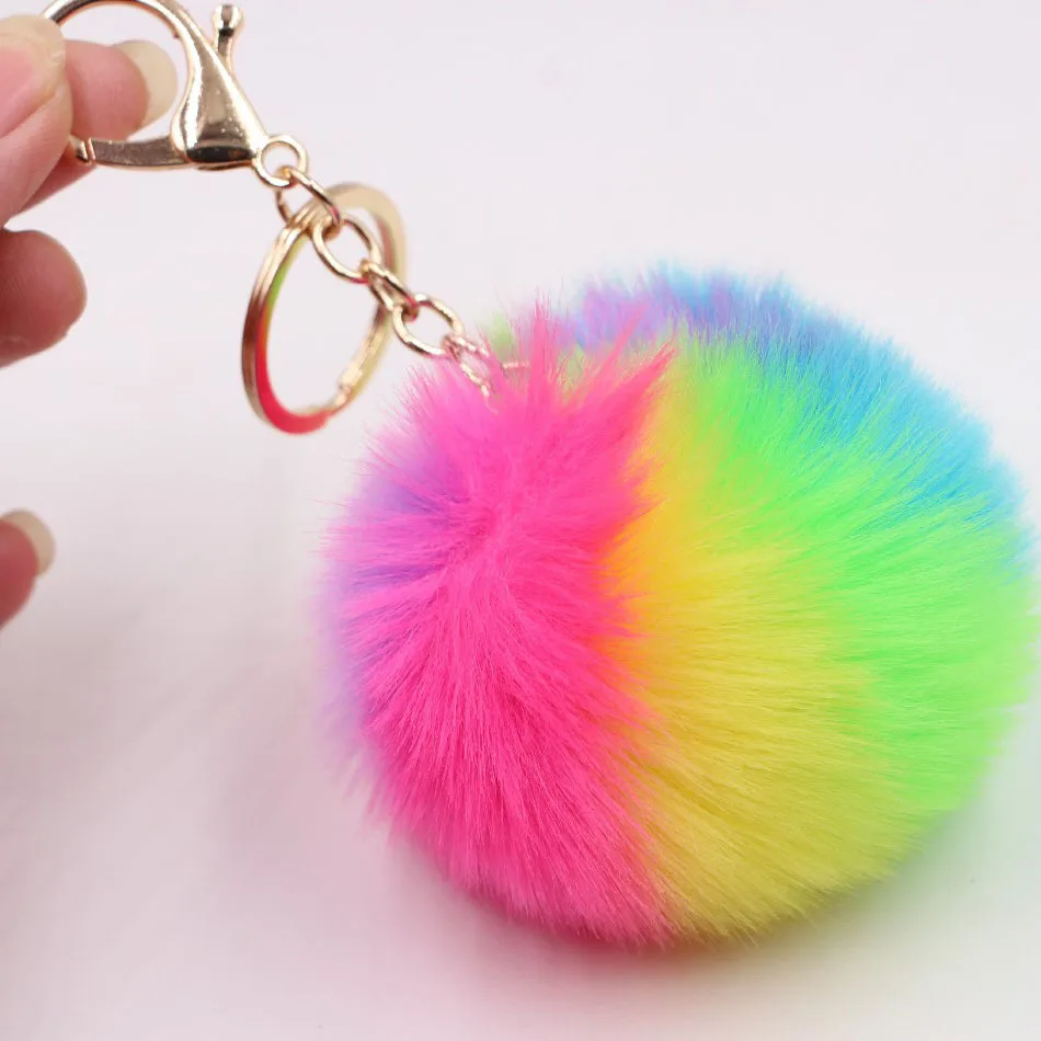 Fourcolor Colorful Furry Ball Pretty Faux Fur Puff Ball Of Fur Charm
