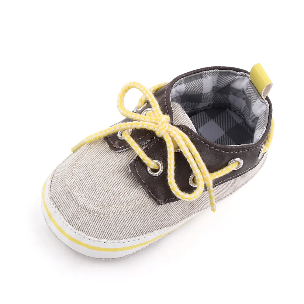 Color-matching Casual Lace-up Baby Soft Soles Anti-slip and Wear-resistant Canvas Shoes supplier