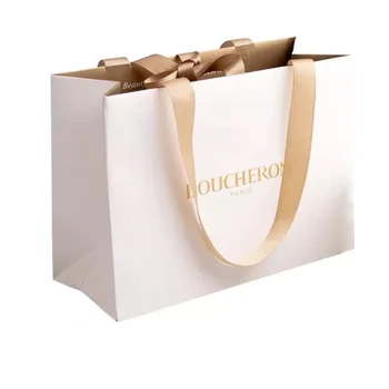 Luxury Boutique Packaging Custom Print Black Private Label Gift Paper Bag A4 Size