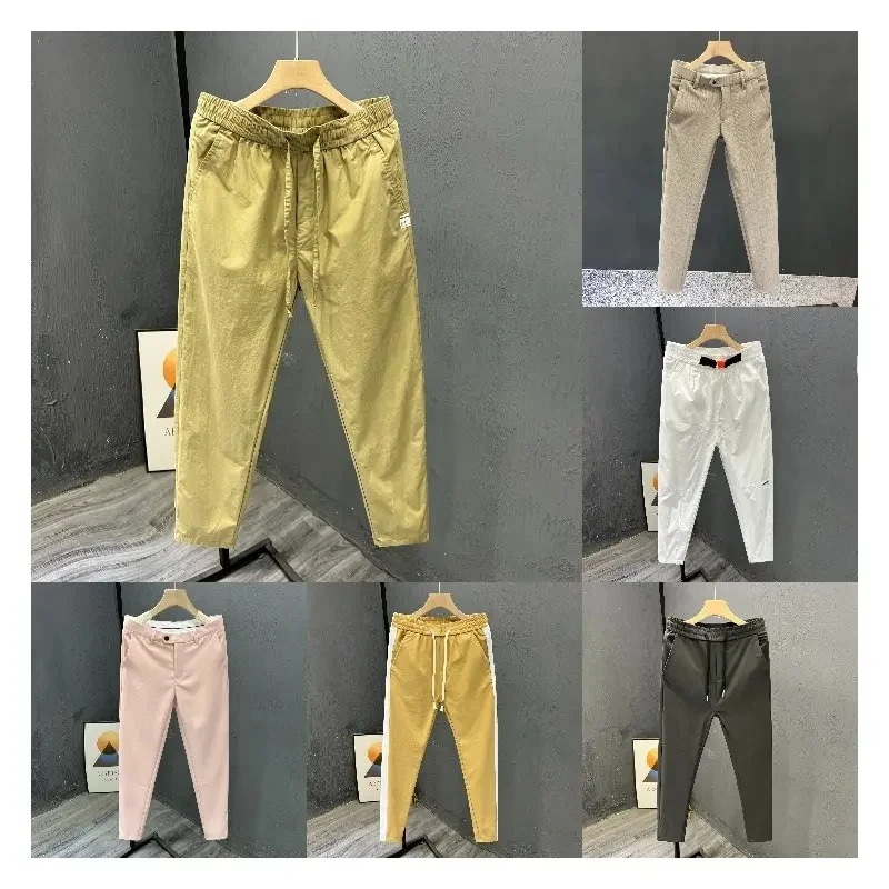 Wholesale high quality slim men's elastic pants plus size classic solid color business casual casual pants