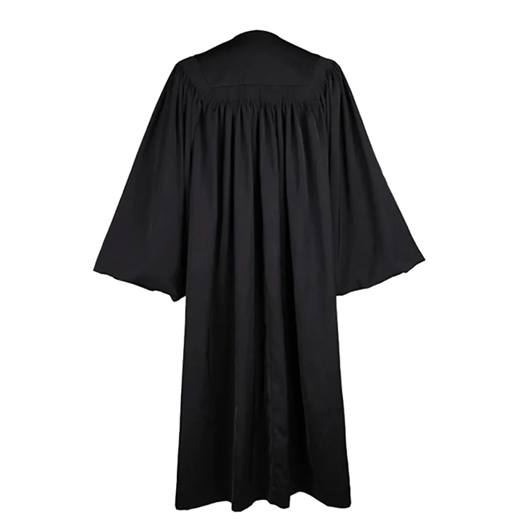 Wholesale Customized Black Piping and Handmade Fluting Matte Velvet Clergy Robes with Red Embroidered Cross details