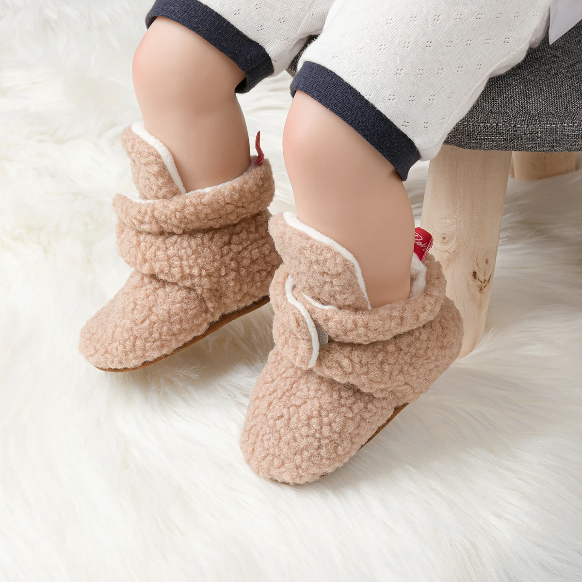 Cribs Socks Slippers Shoes Warm Fleece Baby Booties Winter Indoor First Walkers Breathable Soft Sole Baby Booties