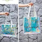 Cheap High Qualiity Custom Logo Cheap Rainbow Print Holographic Transparent Shoulder Shopping Pvc Handbags