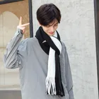 Fringed Scarf Long The New Autumn/winter Striped Knit Acrylic Fringed Men's Scarf Is Thickened To Keep Warm