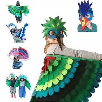 Halloween Costume For Kids Girls Boys Cute Birds Animal Felt Wings Cape and Mask Cosplay Costume Dress Up