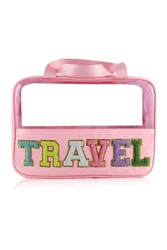 Dear-Lover TRAVEL Chenille Letter Clear Pvc Makeup Bag Clothes Accessories For Women