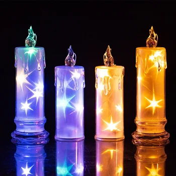 Romantic Nightlight Crystal atmosphere Nighthead Bedroom Christmas decoration Starlight LED artificial digital wax candle light