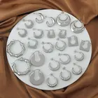 Hoop Stainless Steel Silver Plated Women Geometric Chunky Hoop Earrings Jewelry