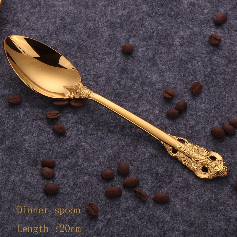 Stainless Steel Cutlery Gold Palace Style Luxury Knife Fork And Spoon stainless steel cutlery wedding cutlery sets